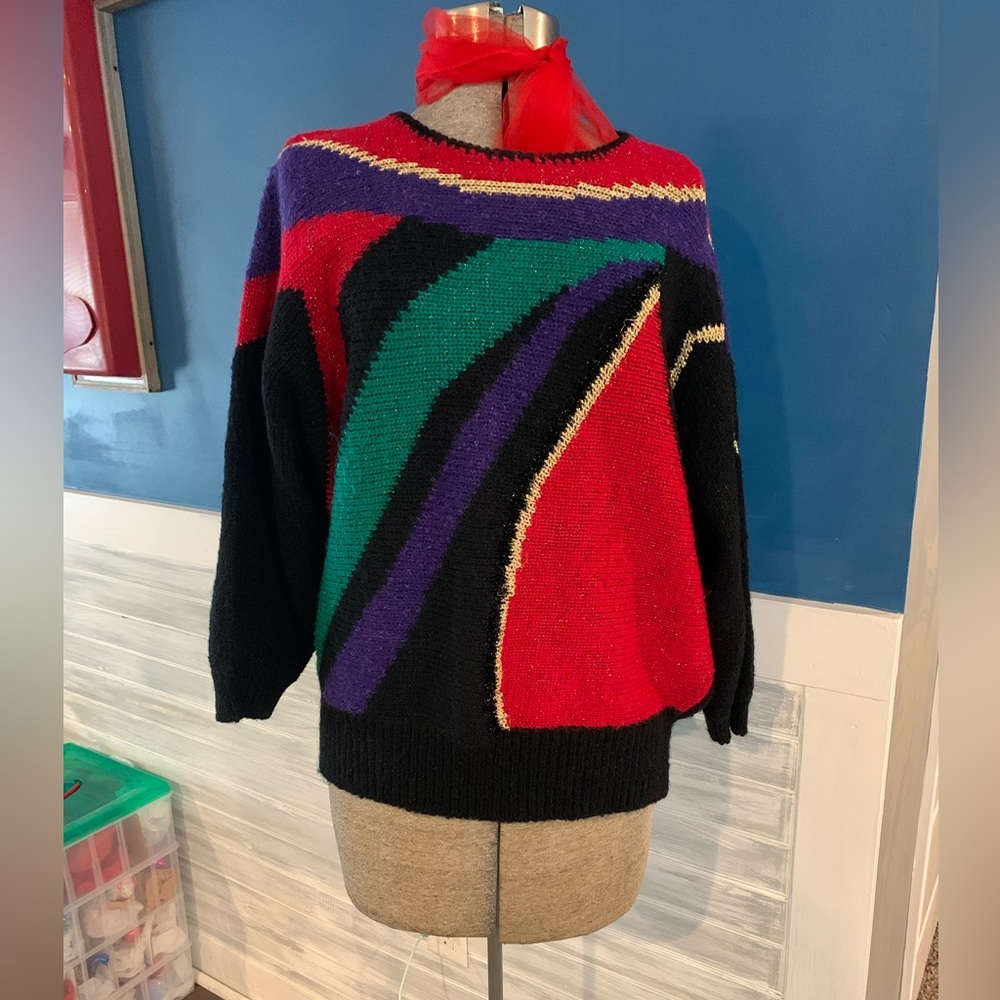 Vintage 90’s Koret color block wide sleeve sweater XL